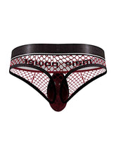 Male Power Burgundy Cock Pit Net Mesh Cock Ring Thong S/M Mens Thongs